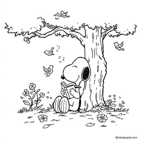 Snoopy e a leitura (Desenho para Colorir)