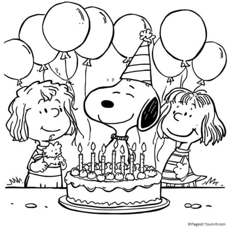 Snoopy e o aniversario (Desenho para Colorir)