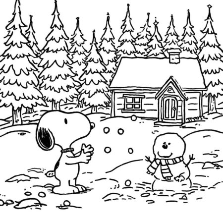 Snoopy e o inverno (Desenho para Colorir)