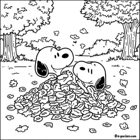Snoopy e o outono (Desenho para Colorir)