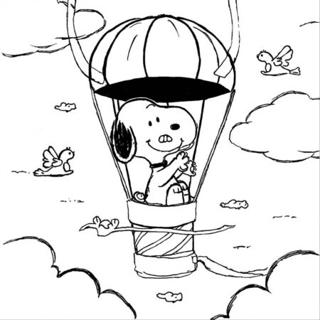 Snoopy em um balao (Desenho para Colorir)