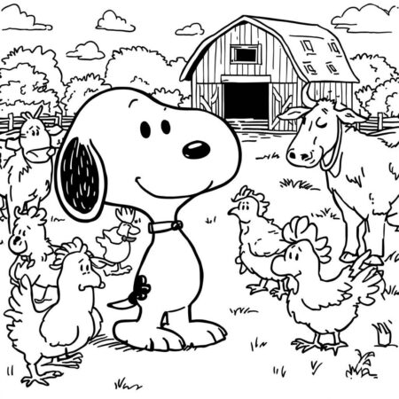 Snoopy na fazenda (Desenho para Colorir)