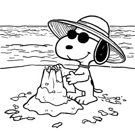 Snoopy na praia (Desenho para Colorir)
