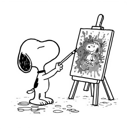 Snoopy pintando (Desenho para Colorir)