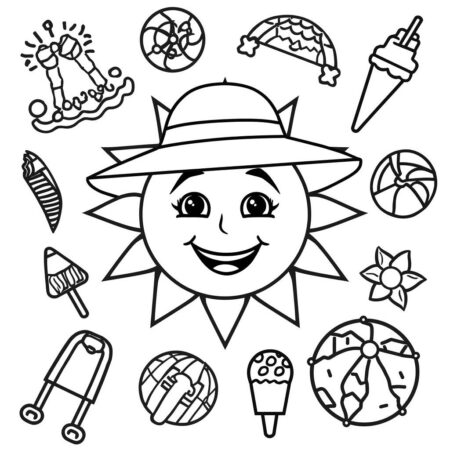 Sol e Ferias de Verao (Desenho para Colorir)