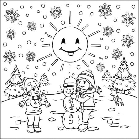 Sol e Festividades de Inverno (Desenho para Colorir)