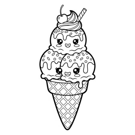Sorvete Colorido Divertido (Desenho para Colorir)