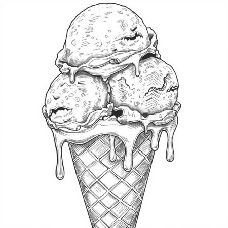 Sorvete Realista (Desenho para Colorir)