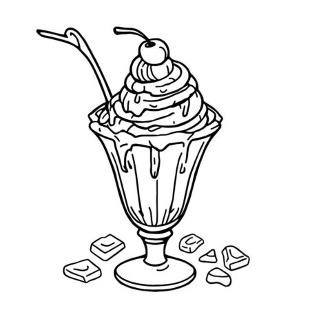 Sorvete de Chocolate (Desenho para Colorir)