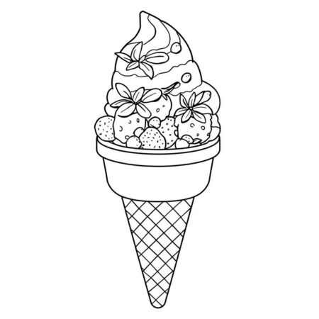 Sorvete de Frutas (Desenho para Colorir)