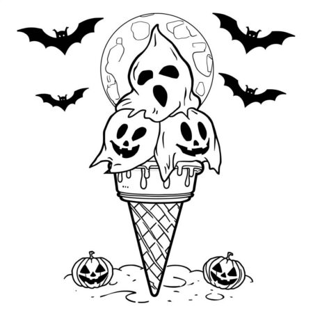 Sorvete de Halloween (Desenho para Colorir)