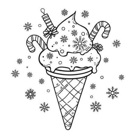 Sorvete de Natal (Desenho para Colorir)