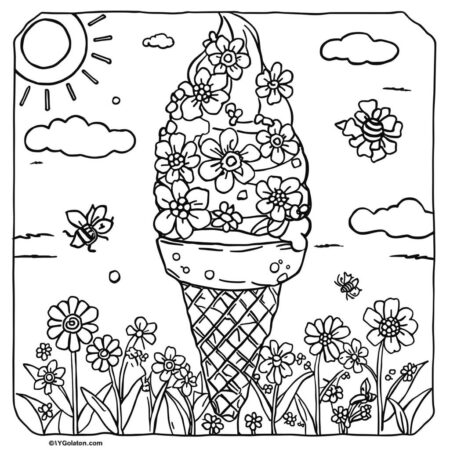 Sorvete de Primavera (Desenho para Colorir)