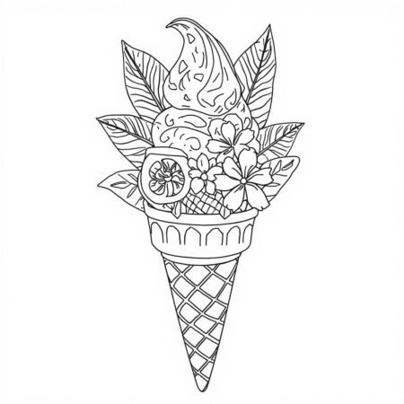 Sorvete de Sabor Exotico (Desenho para Colorir)