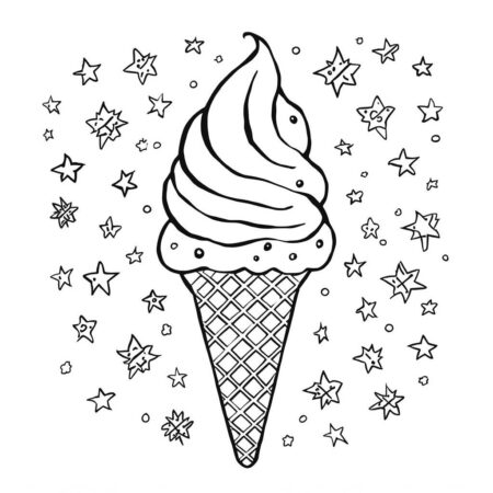 Sorvete e Estrelas (Desenho para Colorir)