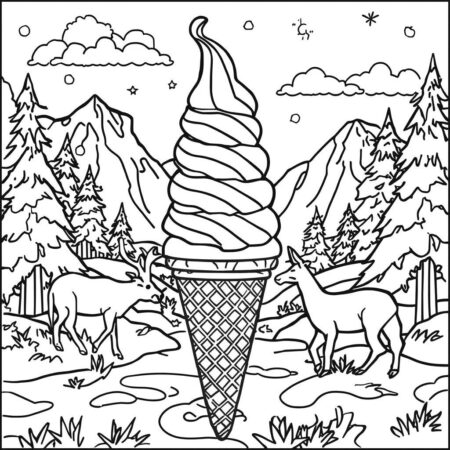 Sorvete e Natureza (Desenho para Colorir)