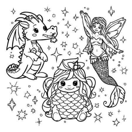 Squishmallows Estilo Fantasia (Desenho para Colorir)