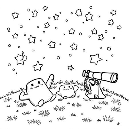 Squishmallows Estilo Noite Estrelada (Desenho para Colorir)