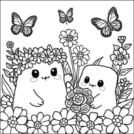 Squishmallows Estilo Primaveril (Desenho para Colorir)