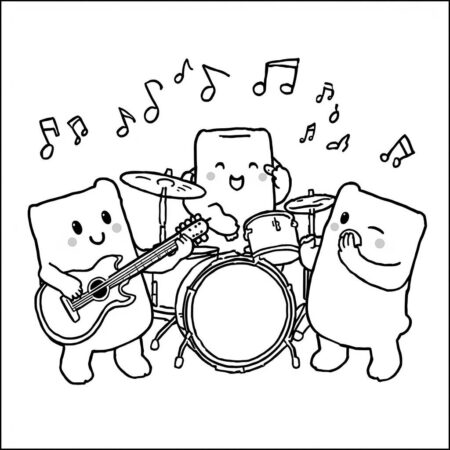Squishmallows Estilo de Musica (Desenho para Colorir)