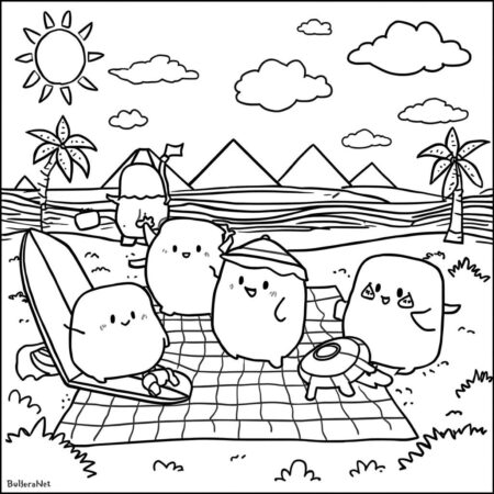 Squishmallows Estilo de Verao (Desenho para Colorir)