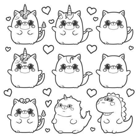 Squishmallows Kawaii Estilo (Desenho para Colorir)