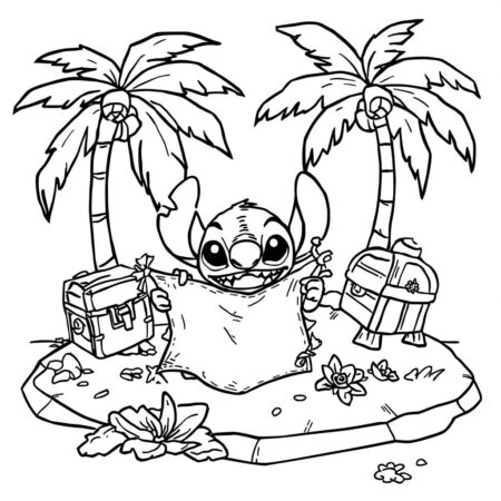 Stitch e Aventura (Desenho para Colorir)