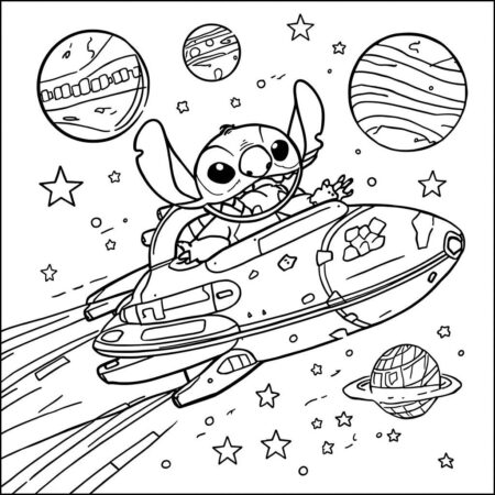 Stitch e Aventura Espacial (Desenho para Colorir)