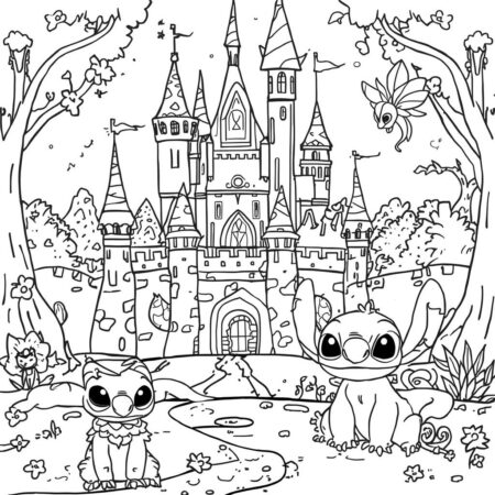 Stitch e Contos de Fadas (Desenho para Colorir)