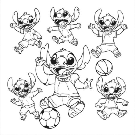 Stitch e Esportes (Desenho para Colorir)