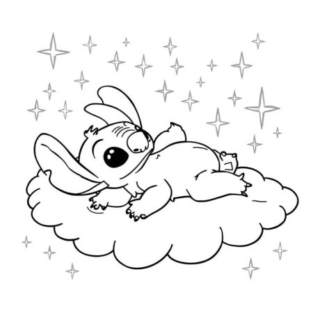 Stitch e Estrelas (Desenho para Colorir)