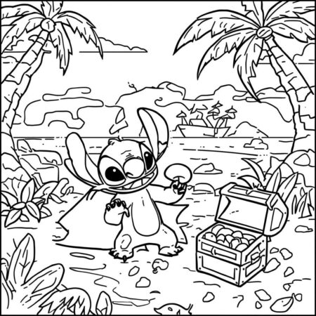 Stitch e Exploracao (Desenho para Colorir)