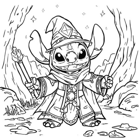 Stitch e Fantasia (Desenho para Colorir)