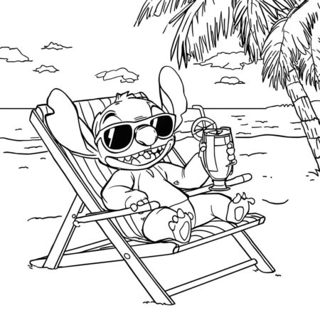 Stitch e Ferias (Desenho para Colorir)
