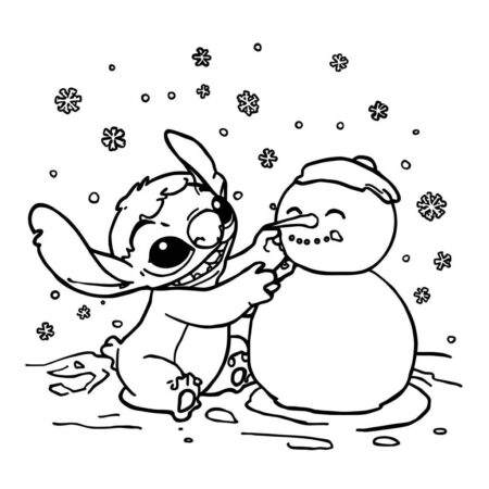 Stitch e Inverno (Desenho para Colorir)