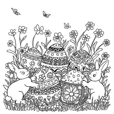 Stitch e Pascoa (Desenho para Colorir)