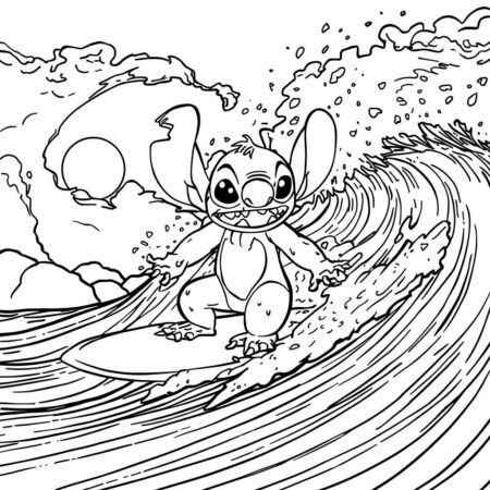 Stitch e Surf (Desenho para Colorir)