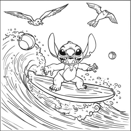 Stitch e Surf (Desenho para Colorir)