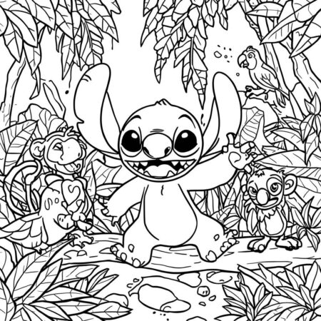 Stitch em Aventura (Desenho para Colorir)