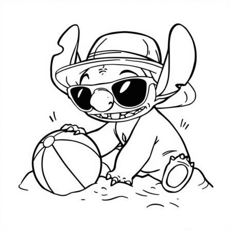 Stitch no Verao (Desenho para Colorir)