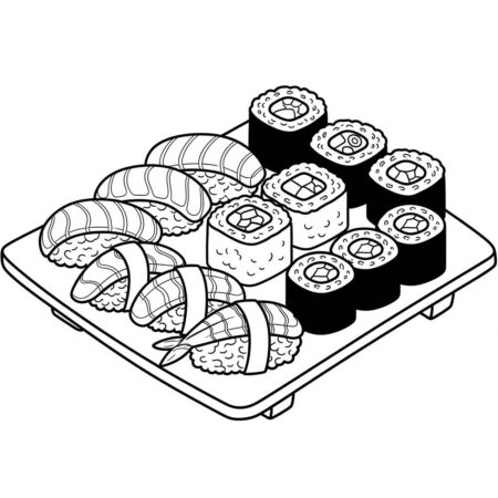 Sushi Colorido Simples (Desenho para Colorir)