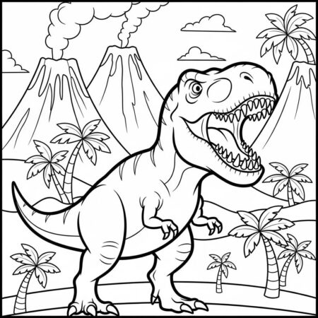 T rex Feroz Jurassic (Desenho para Colorir)
