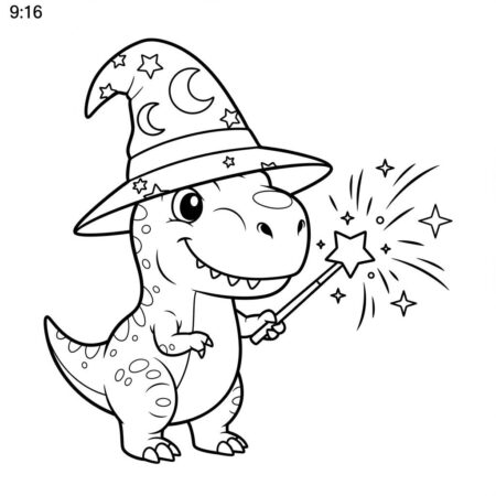 T rex Magico Fantasia (Desenho para Colorir)