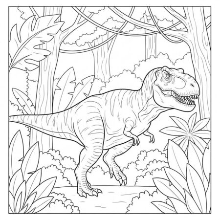 T rex Realista Aventura (Desenho para Colorir)