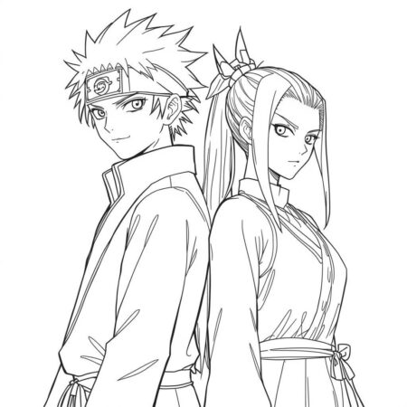 Tanjiro e Nezuko juntos (Desenho para Colorir)