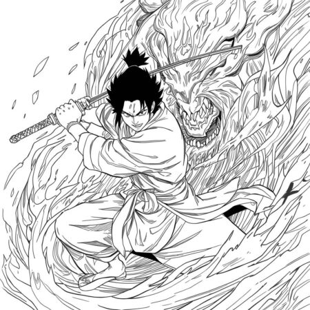 Tanjiro lutando demonios (Desenho para Colorir)