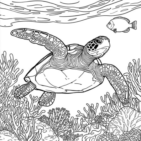 Tartaruga Realista (Desenho para Colorir)