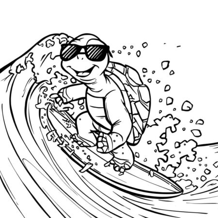 Tartaruga Surfista (Desenho para Colorir)