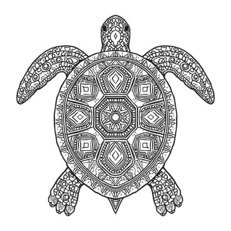 Tartaruga Vintage (Desenho para Colorir)