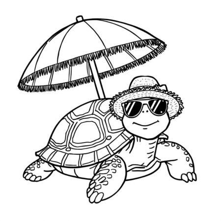 Tartaruga com Chapeu (Desenho para Colorir)